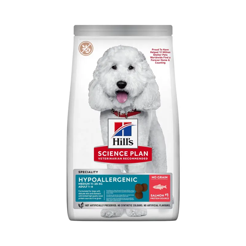 Expressleverans Hill's Pet Nutrition Hill's SCIENCE PLAN Hypoallergenic Medium Adult Hundfoder med Lax 2.5 kg