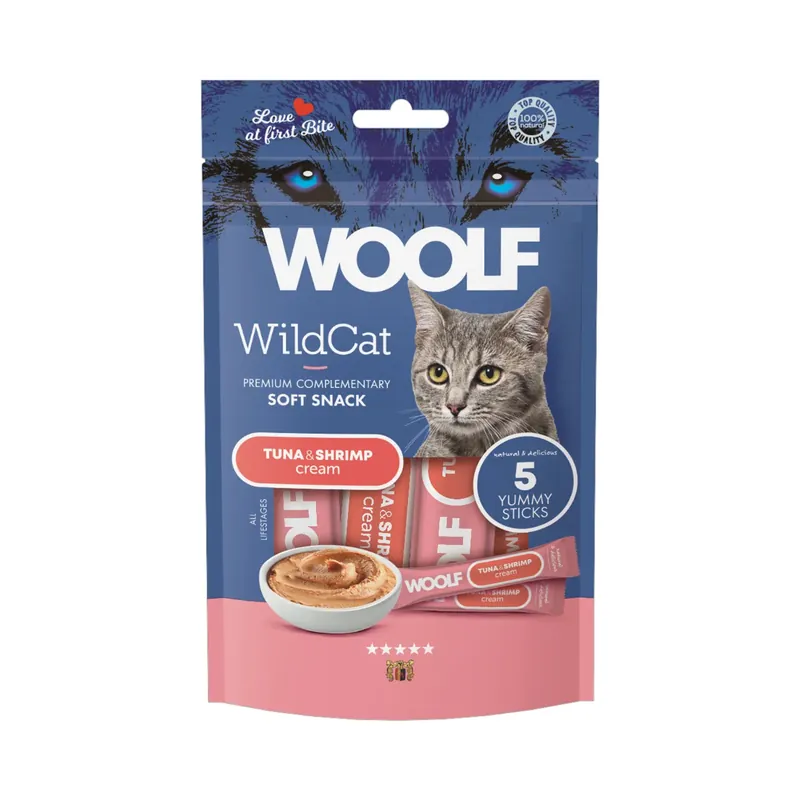 Begränsat erbjudande WOOLF Wildcat Cream Tuna & Shrimp 5x14 g