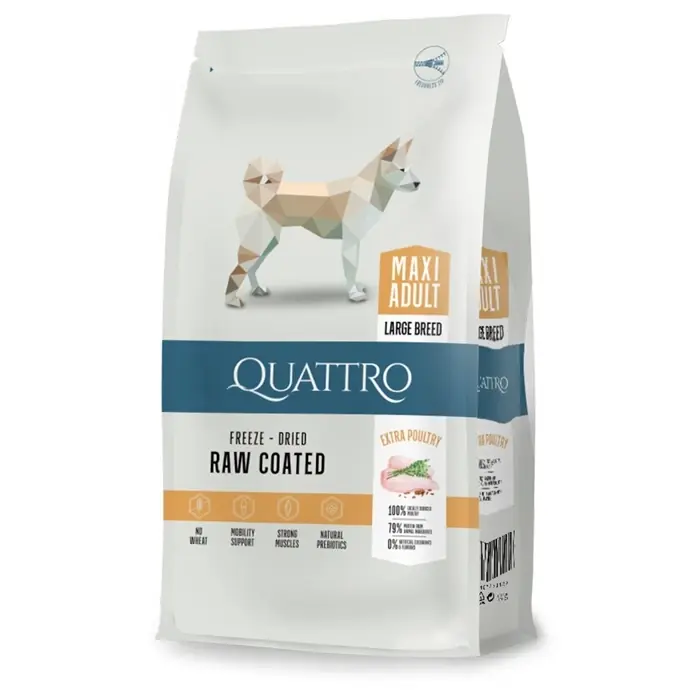 Quattro Hundfoder För Stora Vuxna Raser Maxi Adult Extra Poultry 12kg Kampanjpris