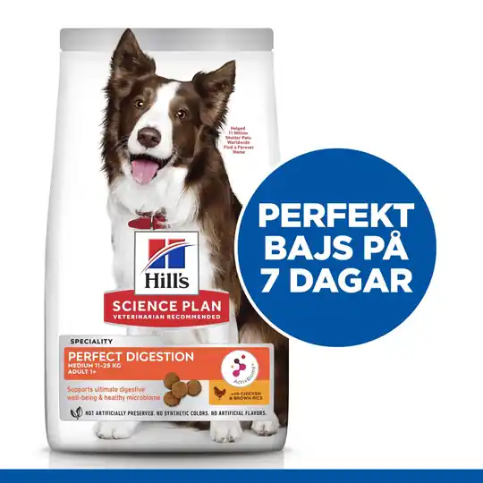 Hill's Science Plan Dog Adult 1+ Medium Perfect Digestion Chicken & Brown Rice 14 kg Utförsäljning